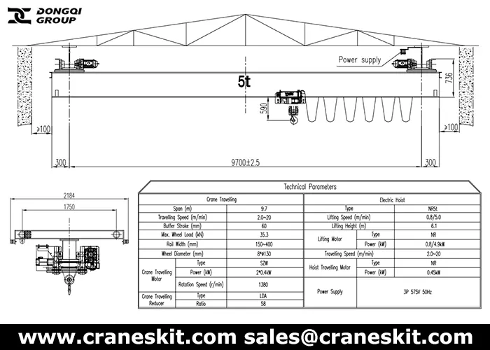 5 ton FEM suspension crane for sale Canada design drawing