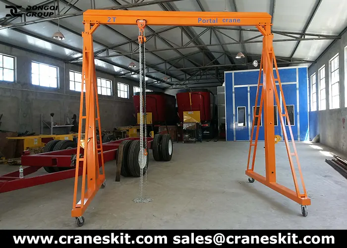 hand winch adjustable height ganatry crane for sale
