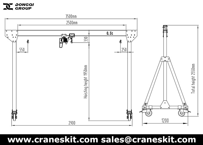 500kg aluminum gantry crane for sale UK designs