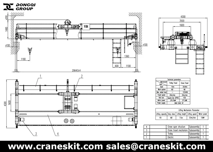 15 ton overhead crane to Kenya design drawing
