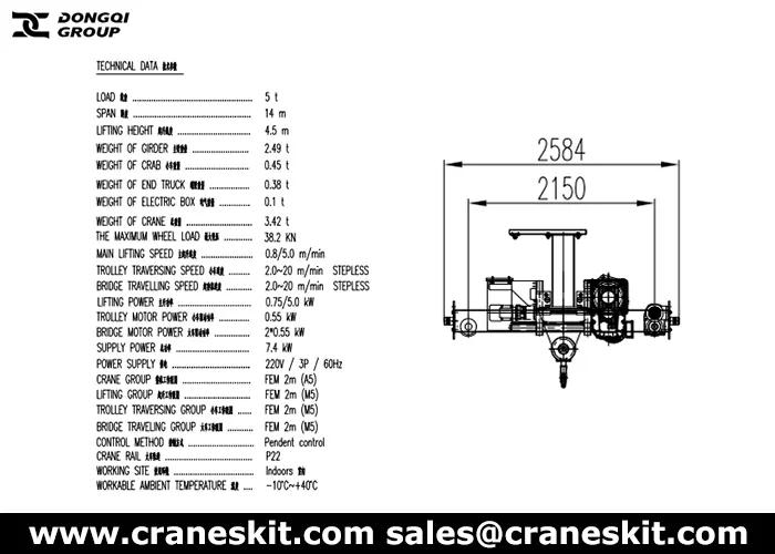 5 ton FEM crane for sale to Mexico design specifications