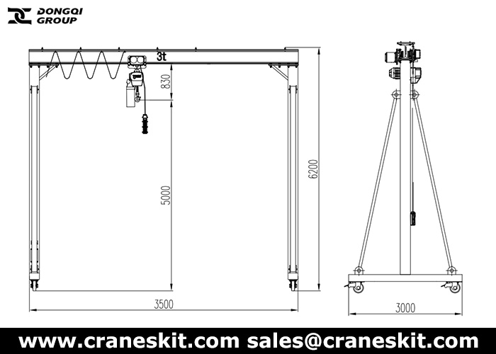 3 ton Portable Gantry Crane for Sale Mexico design drawing