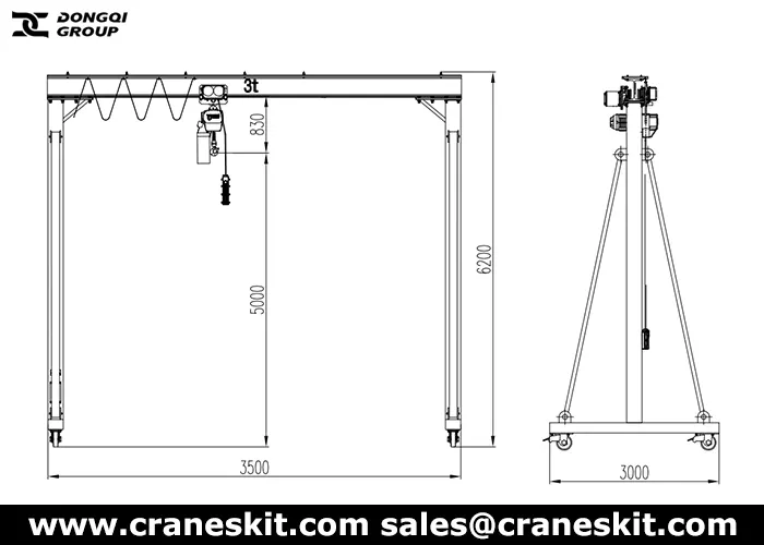 3 ton portable gantry crane to Saudi Arabia design drawing