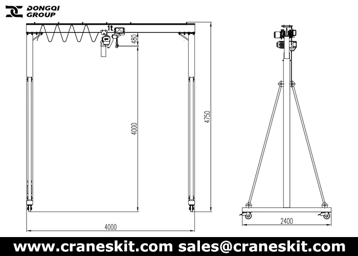 1 ton portable gantry crane design drawing
