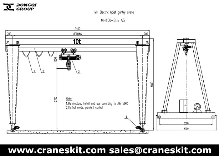 10 ton gantry crane design drawing