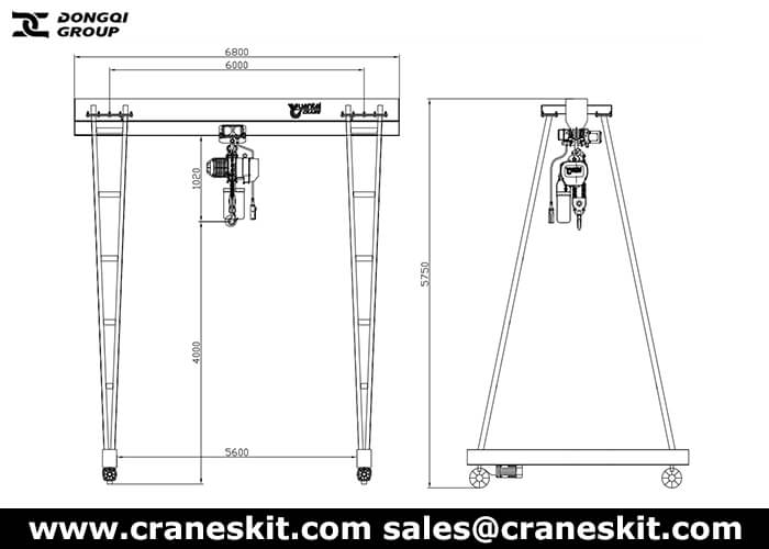 5 ton electric moving portable gantry crane design
