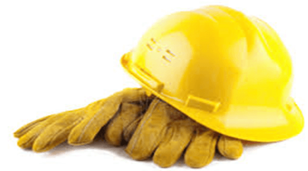 crane safety helmet and gloves