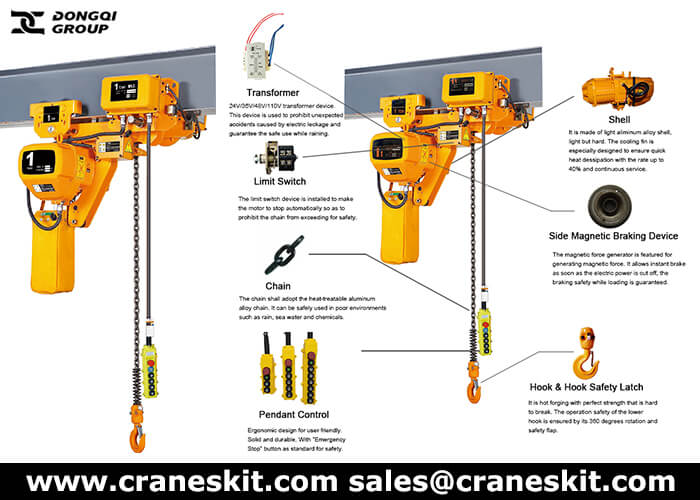 low headroom trolley chain hoist design structure