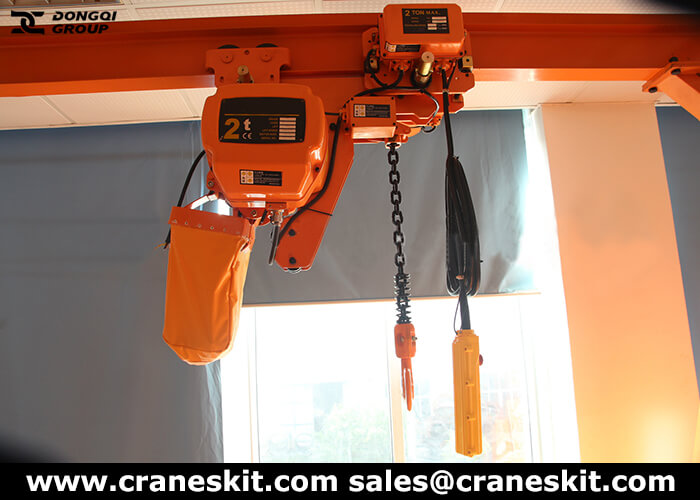 low headroom chain hoist with motorized trolley
