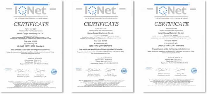 DQCRANES ISO Certifications