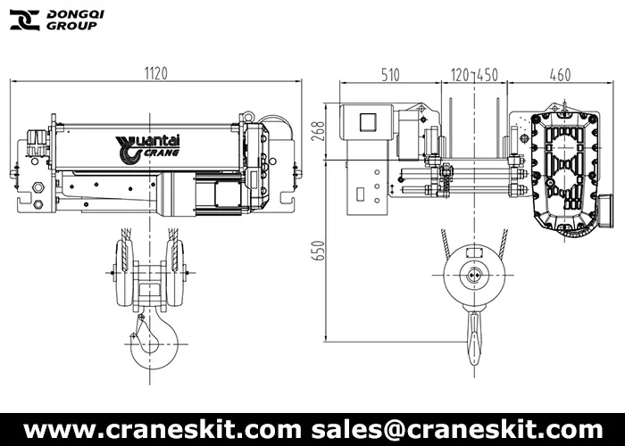 European standard 5 ton monorail hoist design drawing