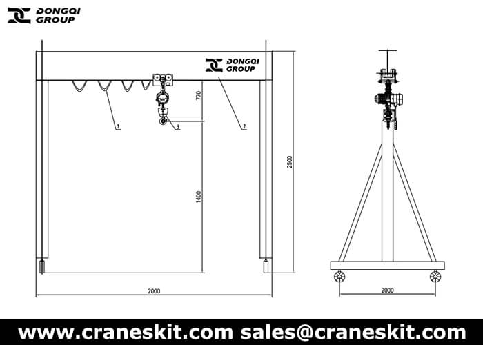 5 ton light weight portable gantry crane design