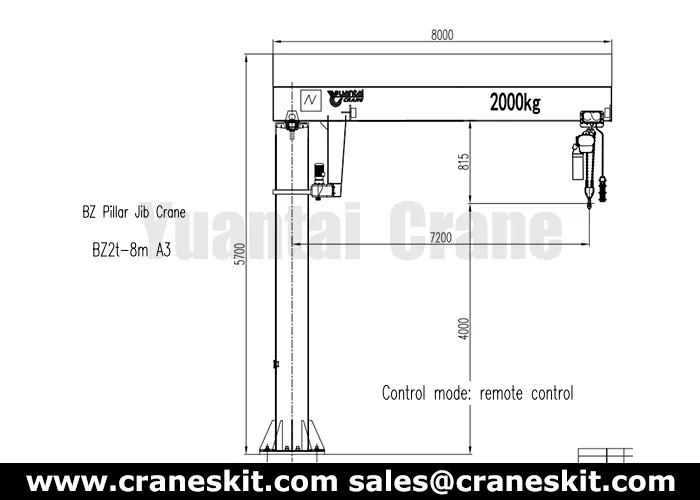 2 ton floor mounted jib crane design for cyprus workshop