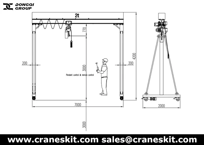 2t portable gantry crane for sale Mauritius design drawing