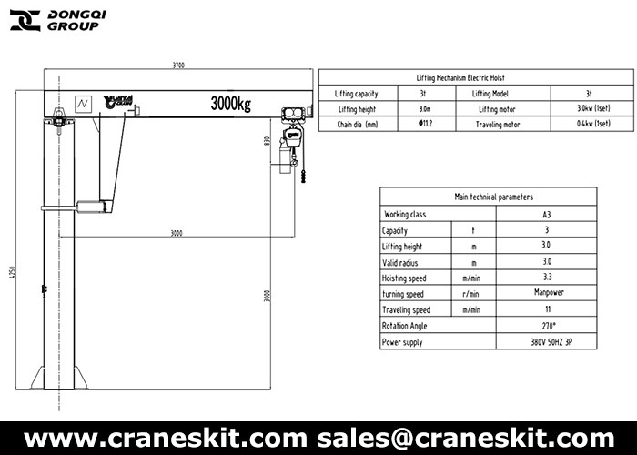 3 ton pillar jib crane design