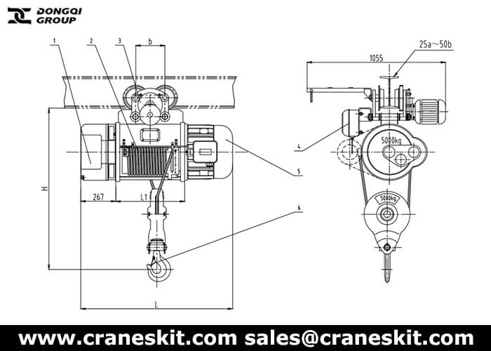 5 ton single speed wire rope hoist design