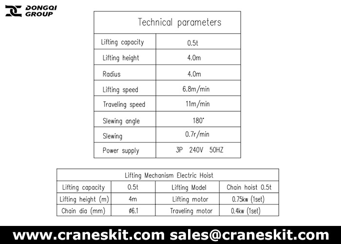 500kg wall mounted jib crane design parameters