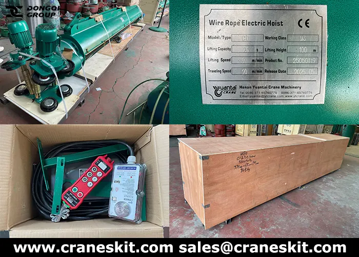 2500kg wire rope hoist exported to hong kong