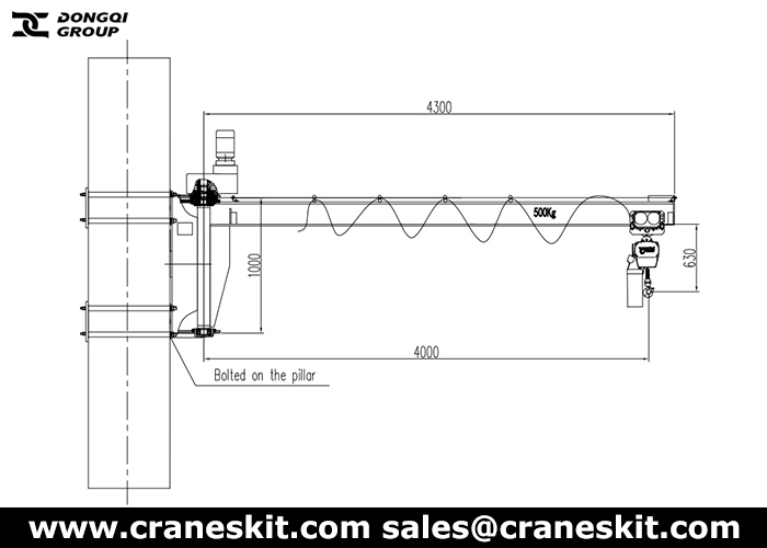 500kg wall mounted jib crane design drawing