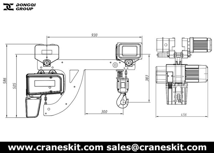 1 ton low headroom european chain hoist design