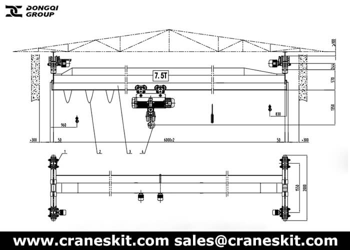 7.5 Ton Single Girder Suspension Crane Design