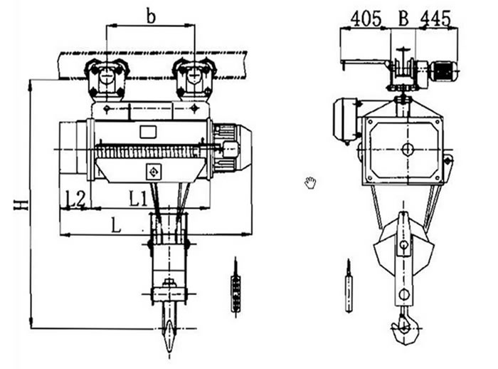BCD type electric hoist drawing