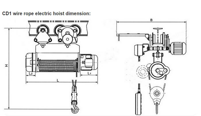 Electric wire rope hoist drawing