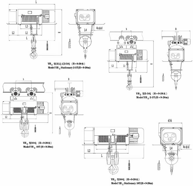 Drawing of metallurgical electric hoist of DQCRANES