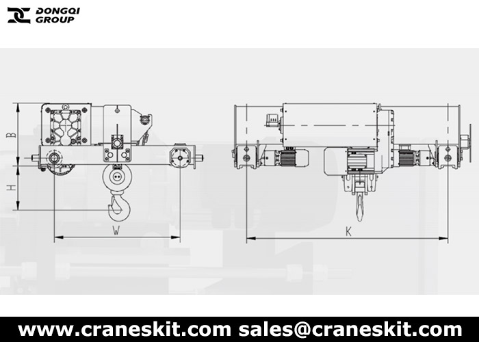 NRT type double rail electric hoist design