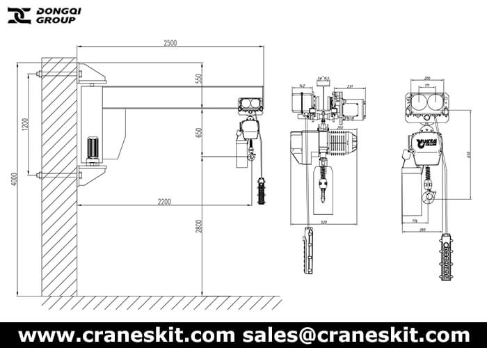 1 ton wall mounted jib crane design