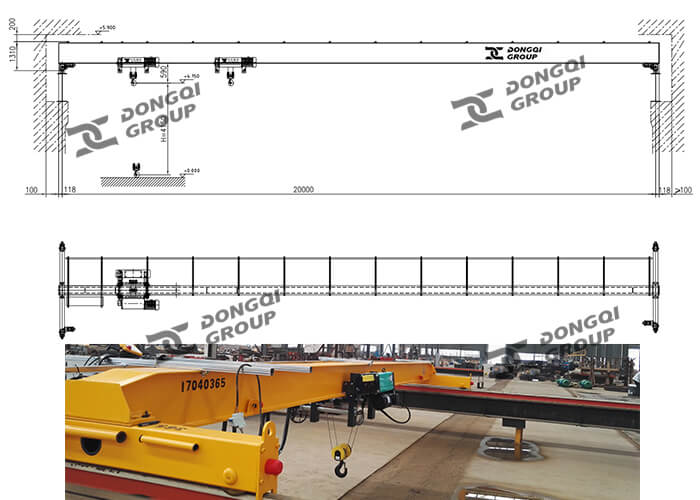 HD single girder overhead crane design drawing
