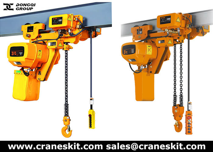 low headroom motorized trolley chain hoist