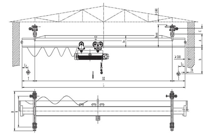 LX Single Girder Suspension Crane Drawing