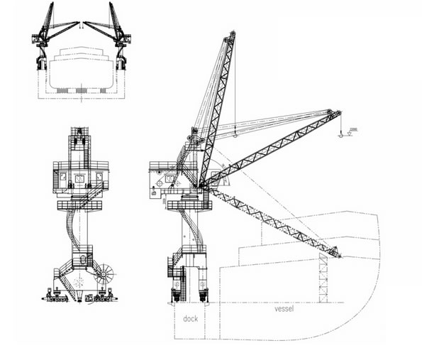 Single Jib Portal Crane Drawing