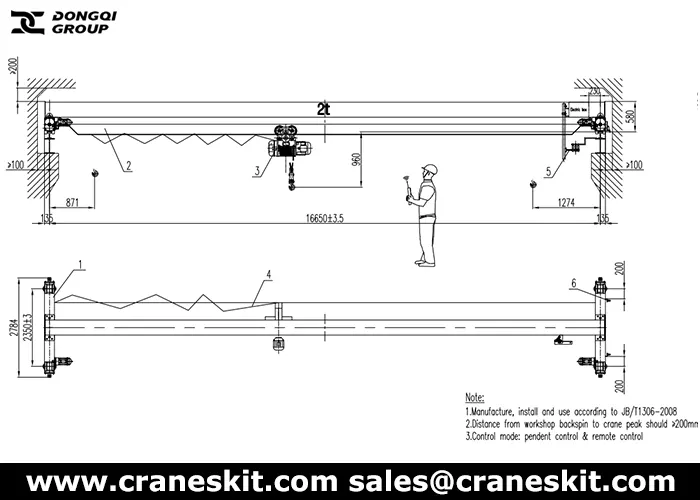2 ton overhead crane to Philippines design drawing