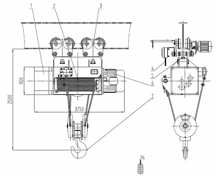 Electric hoist drawing for DQCRANES’ client