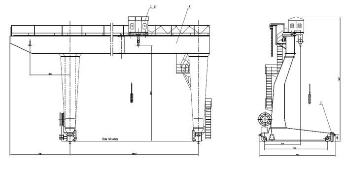 MDG20ton-10.5m(span) H9m single girder gantry crane drawing