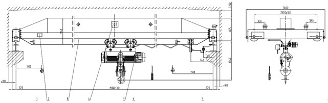 overhead crane with single girder drawing